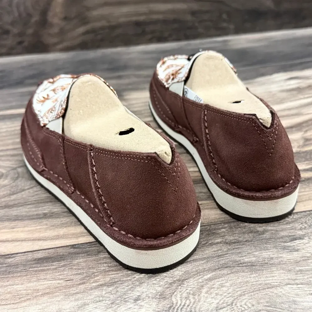 NIB Ariat 7.5M Cruiser Western Aloha Boat Shoes Flats Rusted Paniolo Print Suede